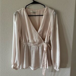 June & Hudson Blush Wrap Blouse